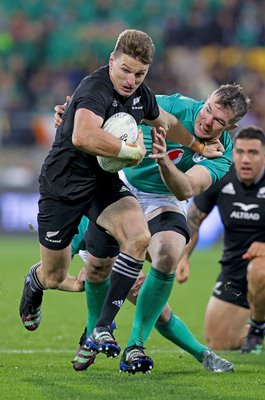 Beauden Barrett New Zealand v Peter O’Mahony Ireland Wellington Test 2022 