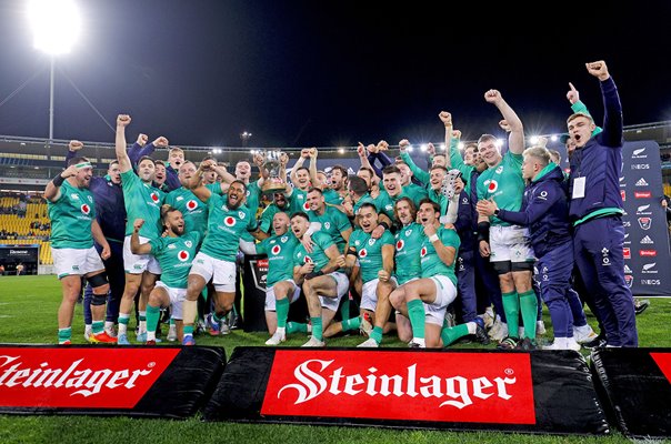 Ireland celebrate historic series win v New Zealand Wellington 2022 