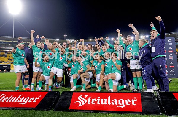 Ireland celebrate historic series win v New Zealand Wellington 2022 