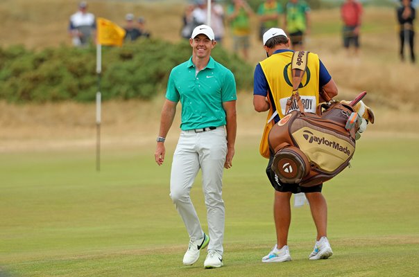 Rory McIlroy celebrates eagle 10th Hole Round 3 Open St Andrews 2022