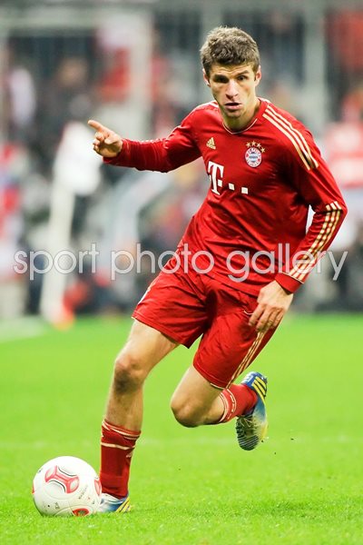 Thomas Mueller of Bayern v Borussia Dortmund