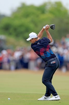 Viktor Hovland Norway drives 18th Hole Final Round Open 2022