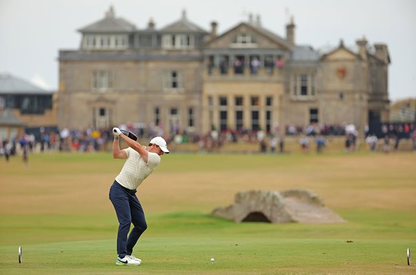 Rory McIlroy Northern Ireland tees off 18th tee Final Round Open 2022