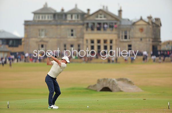 Rory McIlroy Northern Ireland tees off 18th tee Final Round Open 2022