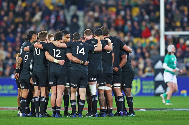 New Zealand All Blacks Huddle v Ireland Wellington 2022 