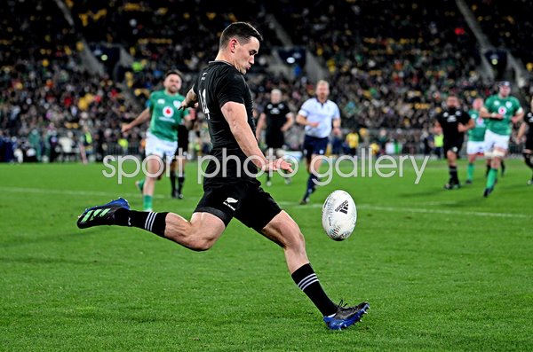 Will Jordan New Zealand kicks clear v Ireland Wellington 2022 