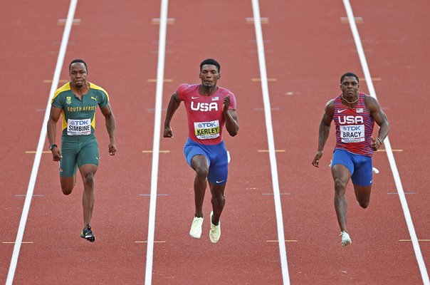 Fred Kerley USA wins 100m Gold World Athletics Oregon 2022  