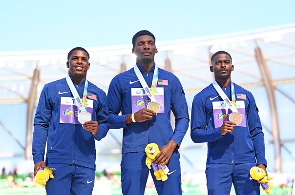 Marvin Bracy, Fred Kerley, Trayvon Bromell USA 100m Podium Oregon 2022 