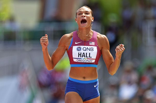 Anna Hall USA clears Heptathlon High Jump World Athletics Oregon 2022