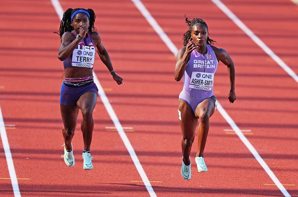 Twanisha Terry USA & Dina Asher-Smith Great Britain 100m World Athletics 2022