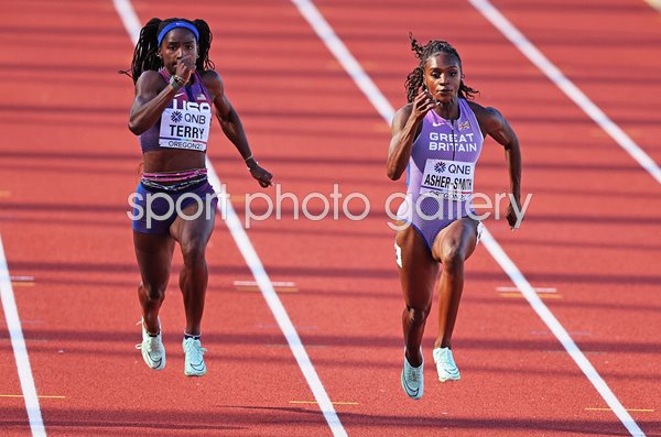 Twanisha Terry USA & Dina Asher-Smith Great Britain 100m World Athletics 2022