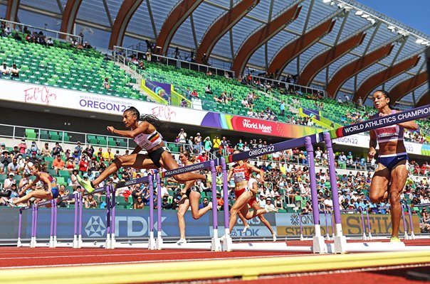 Nafissatou Thiam Belgium leads Heptathlon Hurdles World Athletics 2022