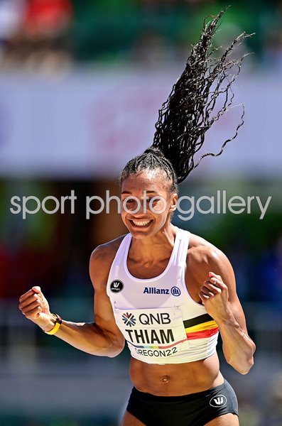 Nafissatou Thiam Belgium celebrates Heptathlon High Jump World Athletics 2022