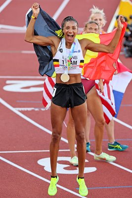 Nafissatou Thiam Belgium celebrates World Heptathlon Gold Oregon 2022 