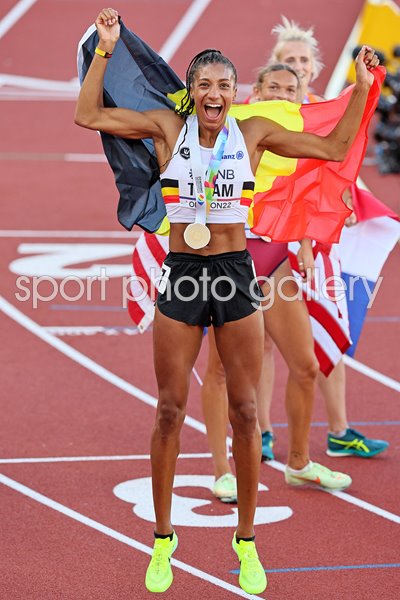 Nafissatou Thiam Belgium celebrates World Heptathlon Gold Oregon 2022 