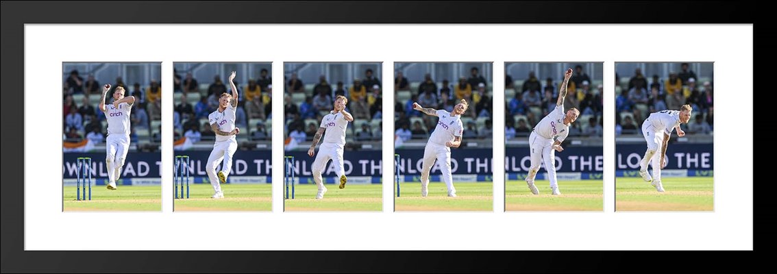 Ben Stokes England Front View Bowling Action Sequence