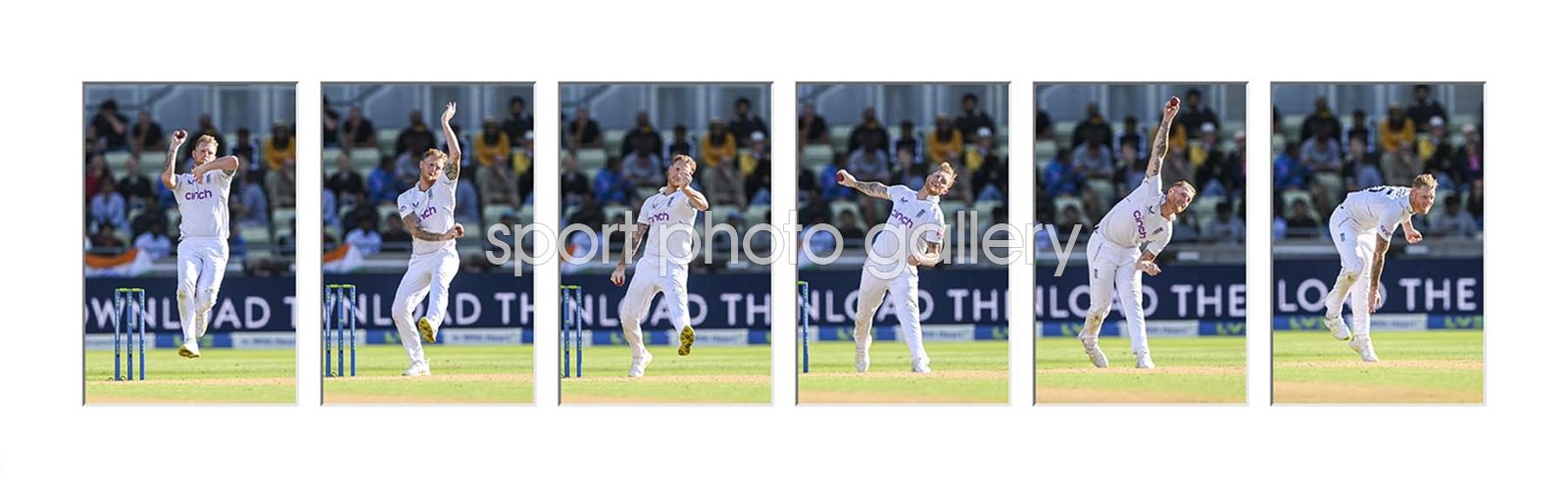 Ben Stokes England Front View Bowling Action Sequence