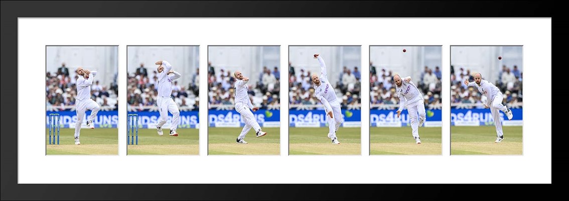 Jack Leach England Bowling Action Sequence Collage