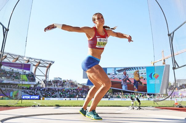 Valarie Allman USA Discus action World Athletics Eugene 2022