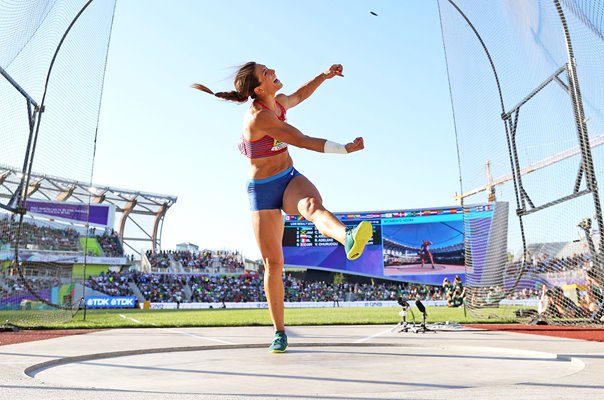 Valarie Allman USA Discus action World Athletics Championships Oregon 2022