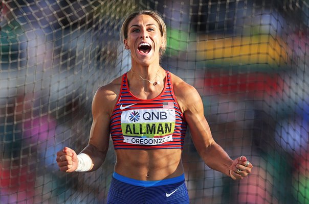 Valarie Allman USA celebrates Discus World Athletics Championships Oregon 2022