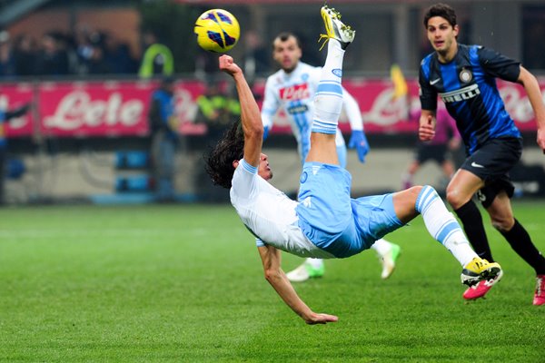 Edinson Cavani of SSC Napoli overhead kick