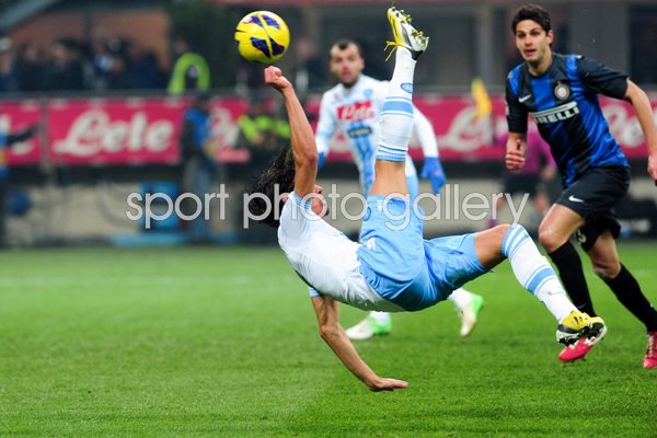 Edinson Cavani of SSC Napoli overhead kick