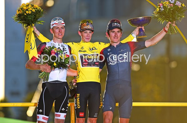 Tadej Pogacar, winner Jonas Vingegaard & Geraint Thomas Paris 2022