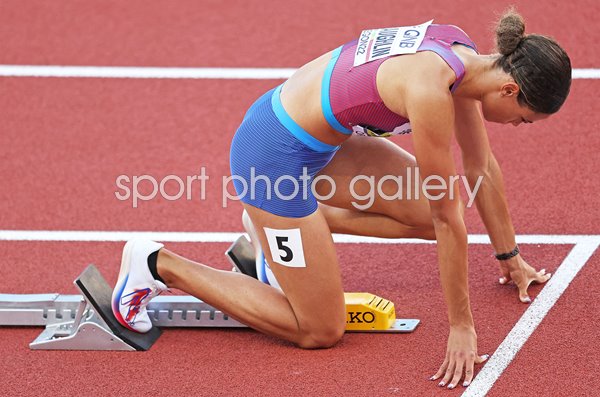 Sydney McLaughlin USA starting blocks 400m Hurdles World Athletics Oregon 2022