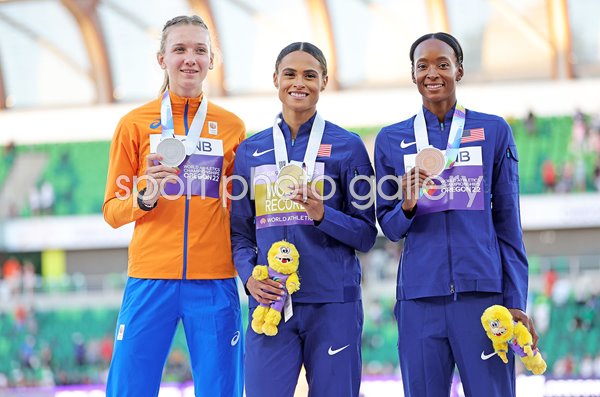 Femke Bol, Sydney McLaughlin & Dalilah Muhammad World 400m Hurdles Podium 2022
