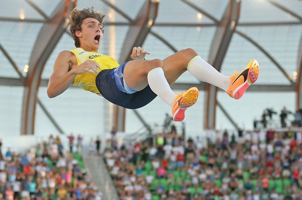Armand Duplantis Sweden celebrates World Record Pole Vault Final Oregon 2022