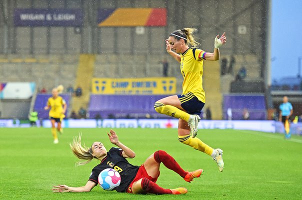 Tessa Wullaert Belgium v Kosovare Asllani Sweden Quarter Final EURO 2022