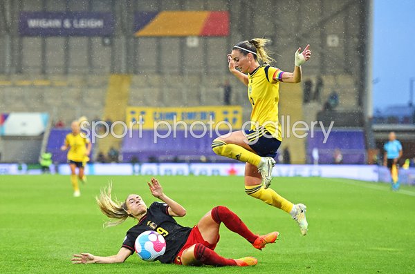 Tessa Wullaert Belgium v Kosovare Asllani Sweden Quarter Final EURO 2022