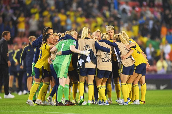 Sweden celebrate win v Belgium Quarter Final Women's EURO 2022