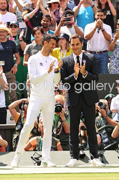 Novak Djokovic and Roger Federer Centre Court Centenary Wimbledon 2022