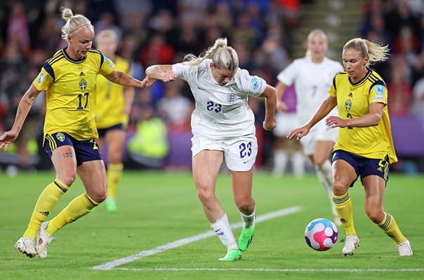 Alessia Russo England scores 3rd goal v Sweden Semi Final EURO 2022