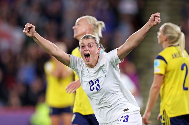 Alessia Russo England celebrates v Sweden Semi Final EURO 2022