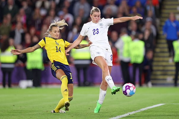 Nathalie Bjorn Sweden challenges Alessia Russo England Women's EURO 2022