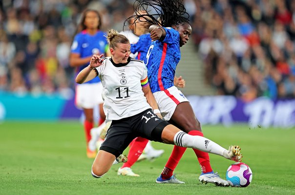 Alexandra Popp Germany v Griedge Mbock Bathy France EURO 2022