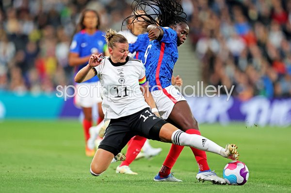 Alexandra Popp Germany v Griedge Mbock Bathy France EURO 2022