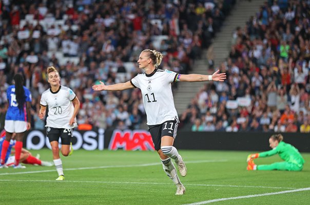 Alexandra Popp Germany celebrates first goal v France Semi Final EURO 2022