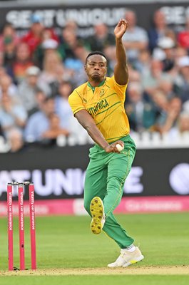 Kagiso Rabada South Africa bowls v England T20 Cardiff 2022