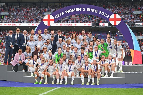 England Winning Sqaud & Support Staff v Germany Women's EURO 2022