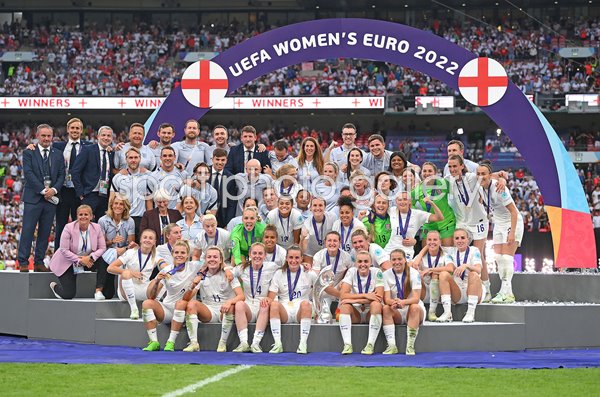 England Winning Sqaud & Support Staff v Germany Women's EURO 2022