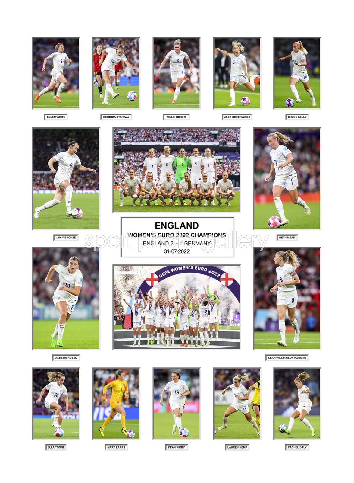 England Women's Euro 2022 Champions Team Special Collage