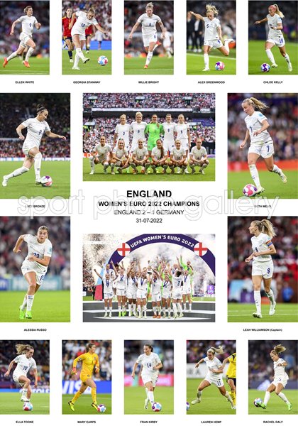 England Women's Euro 2022 Champions Team Special Collage