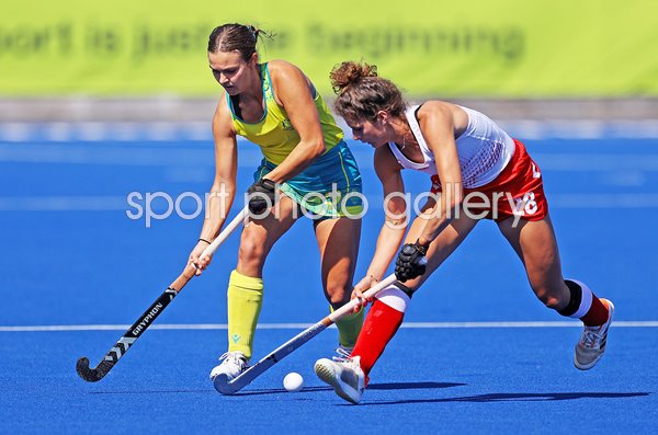 Rebecca Greiner Australia v Flora Peel England Hockey Final Commonwealth Games 2022