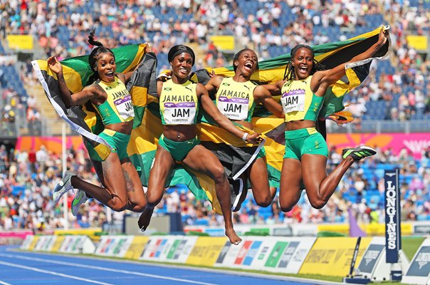 Kemba Nelson, Natalliah Whyte, Remona Burchell & Elaine Thompson-Herah Jamaica Commonwealths 2022