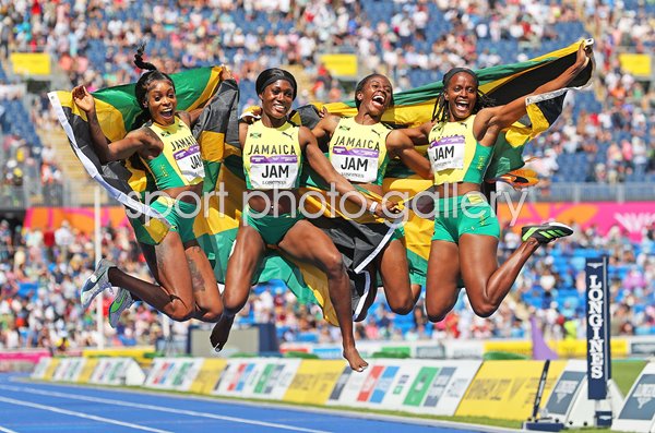 Kemba Nelson, Natalliah Whyte, Remona Burchell & Elaine Thompson-Herah Jamaica Commonwealths 2022