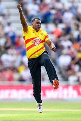 Samit Patel Trent Rockets bowls v Birmingham Phoenix The Hundred 2022